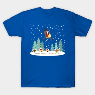 Santa Claus and reindeer with gifts T-Shirt